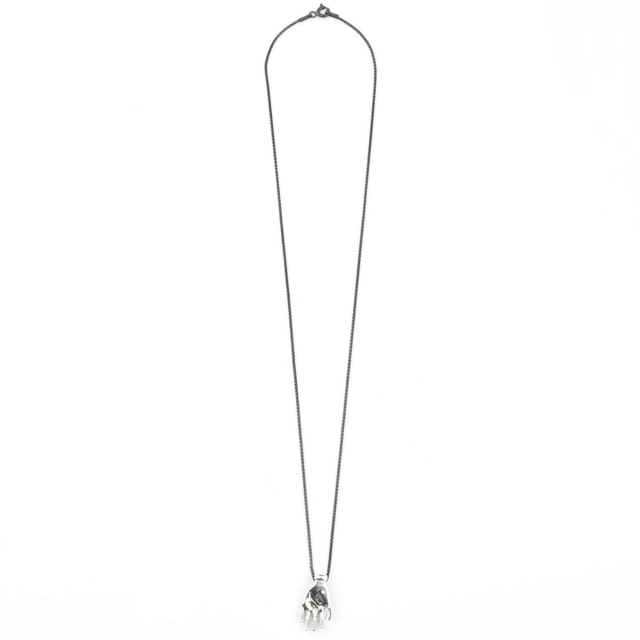 "The Moneymaker" Antiqued Silver Hand Talisman with Ruby