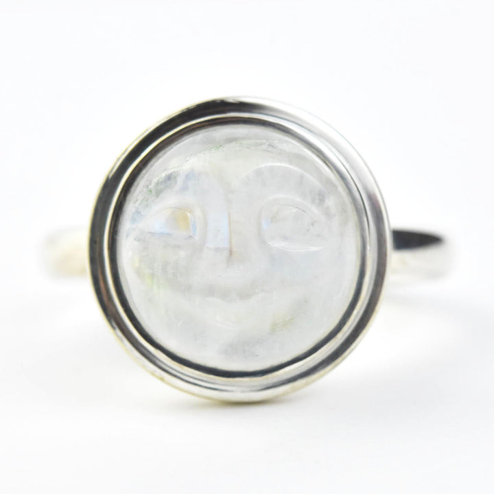 Moonstone Moon Face Ring in Sterling Silver - Goldmakers Fine Jewelry