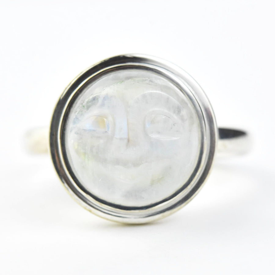Moonstone Moon Face Ring in Sterling Silver - Goldmakers Fine Jewelry