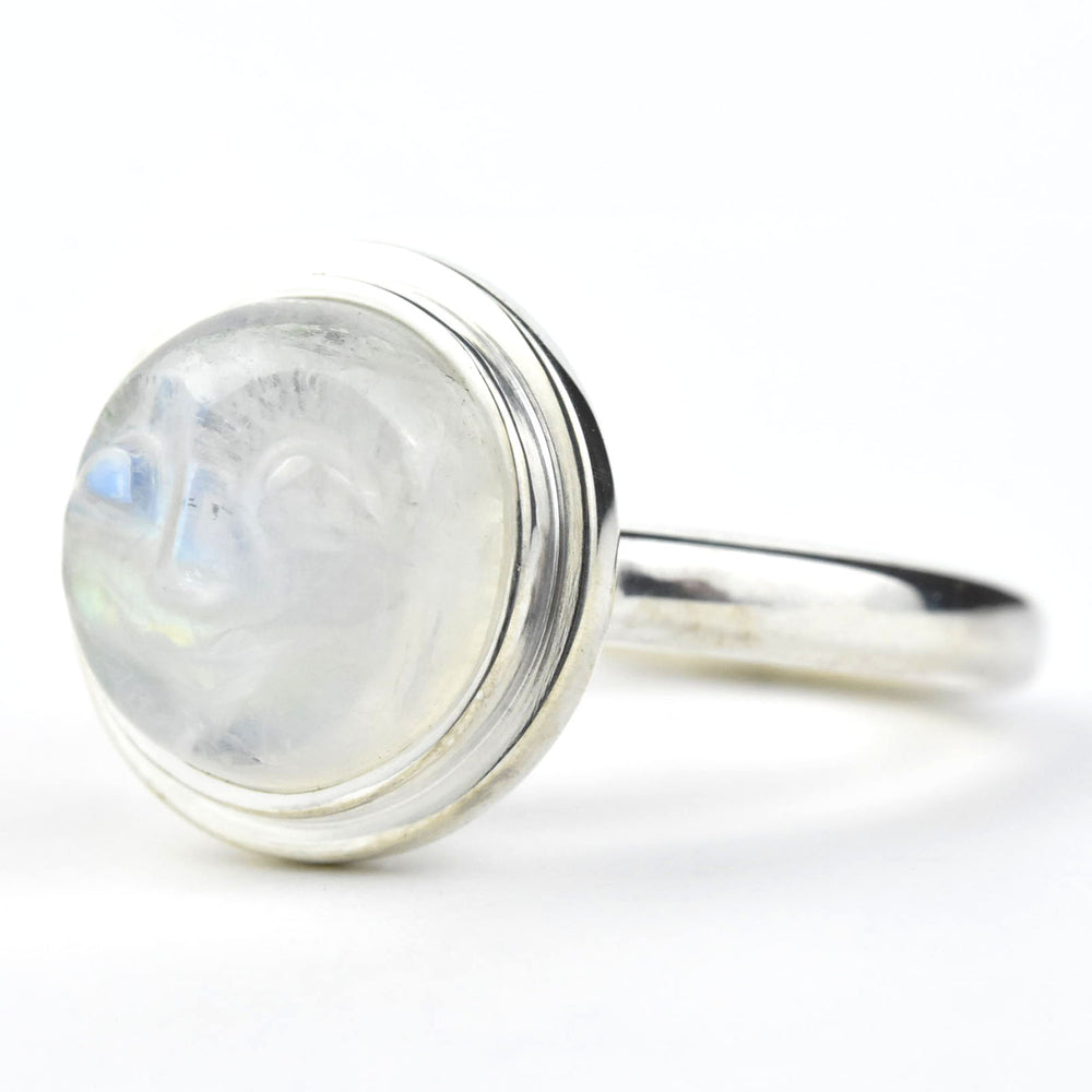 Moonstone Moon Face Ring in Sterling Silver - Goldmakers Fine Jewelry