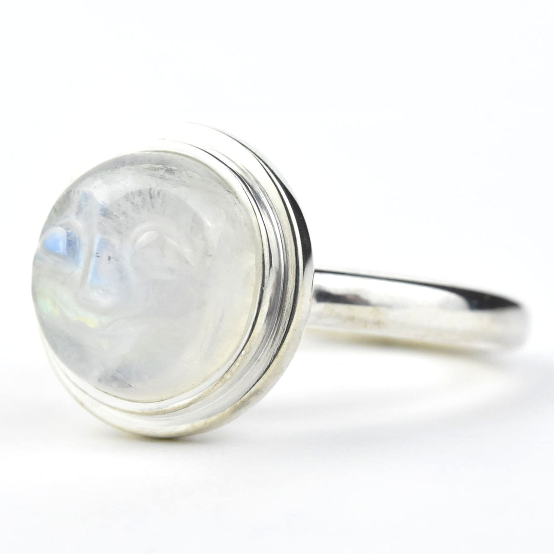 Moonstone Moon Face Ring in Sterling Silver - Goldmakers Fine Jewelry