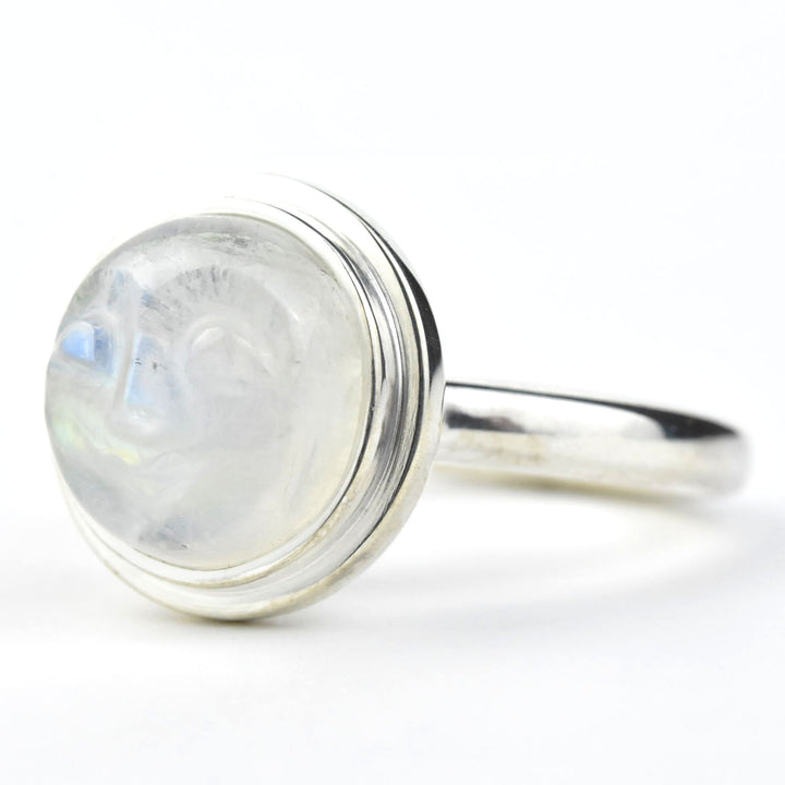 Moonstone Moon Face Ring in Sterling Silver - Goldmakers Fine Jewelry