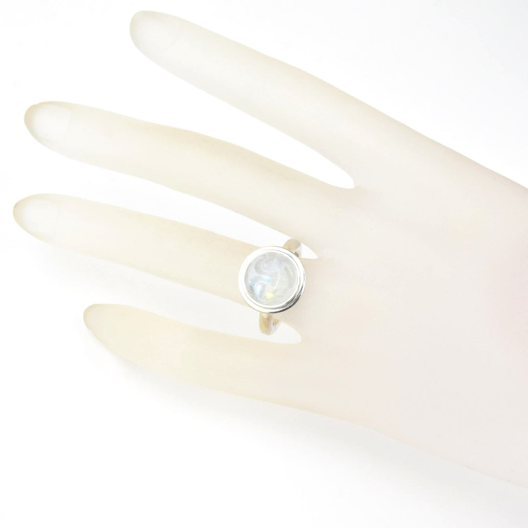 Moonstone Moon Face Ring in Sterling Silver - Goldmakers Fine Jewelry