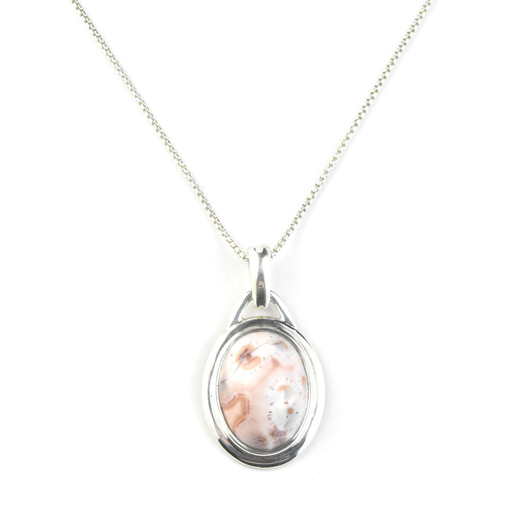 Oval Ocean Jasper Necklace in Sterling Silver - Goldmakers Fine Jewelry