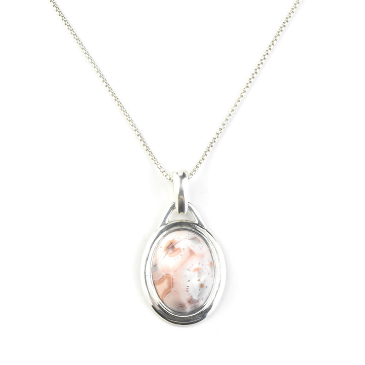 Oval Ocean Jasper Necklace in Sterling Silver - Goldmakers Fine Jewelry
