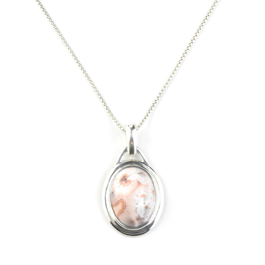Oval Ocean Jasper Necklace in Sterling Silver - Goldmakers Fine Jewelry