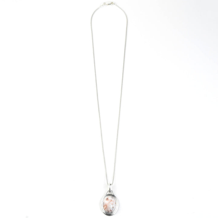 Oval Ocean Jasper Necklace in Sterling Silver - Goldmakers Fine Jewelry