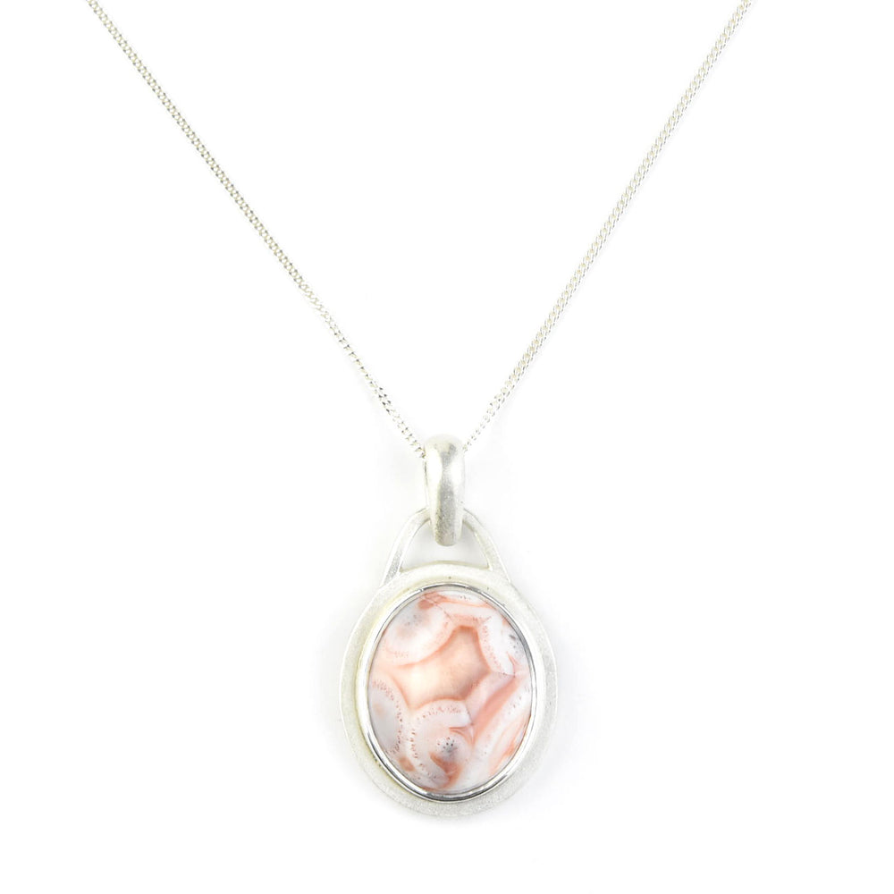 Oval Ocean Jasper Necklace in Sterling Silver - Goldmakers Fine Jewelry