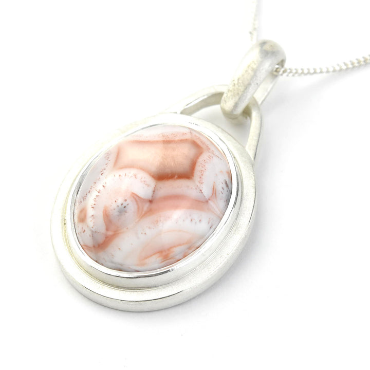 Oval Ocean Jasper Necklace in Sterling Silver - Goldmakers Fine Jewelry