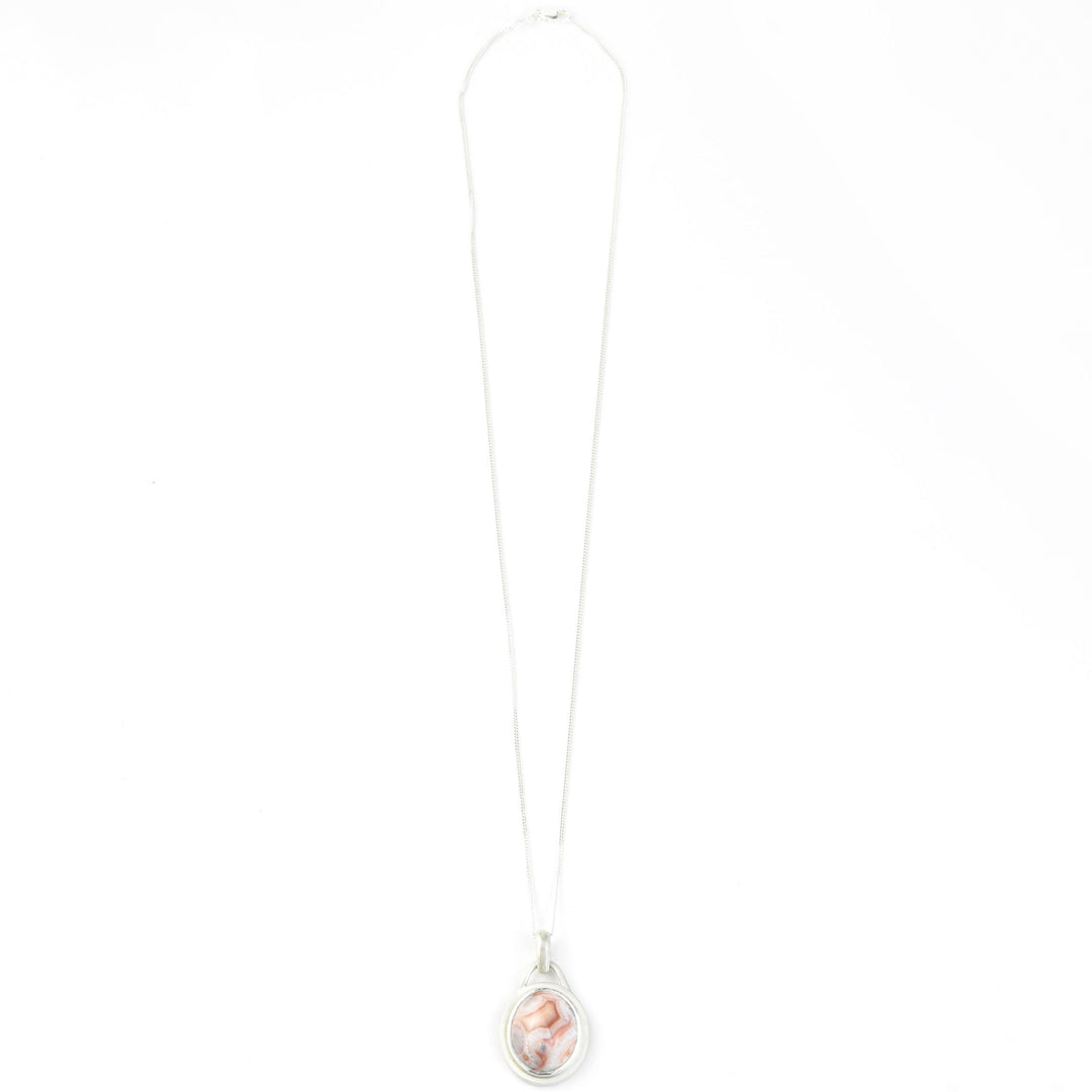 Oval Ocean Jasper Necklace in Sterling Silver - Goldmakers Fine Jewelry