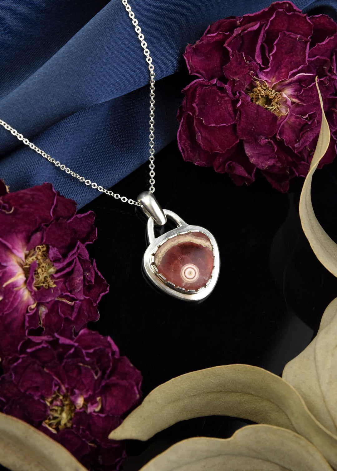 Rhodochrosite Pendant in Sterling Silver