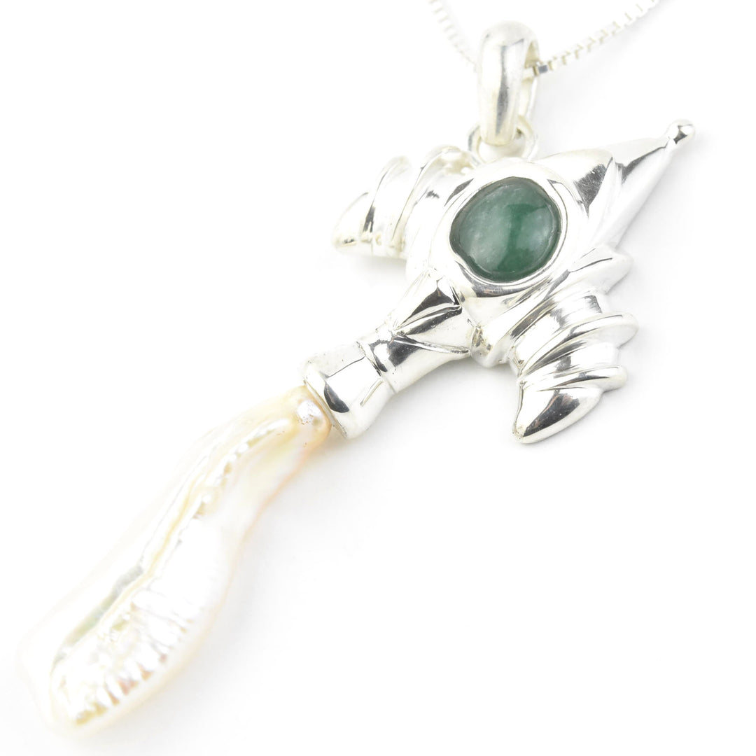 Silver Rocket Ship with Pearl Plume and Jadite