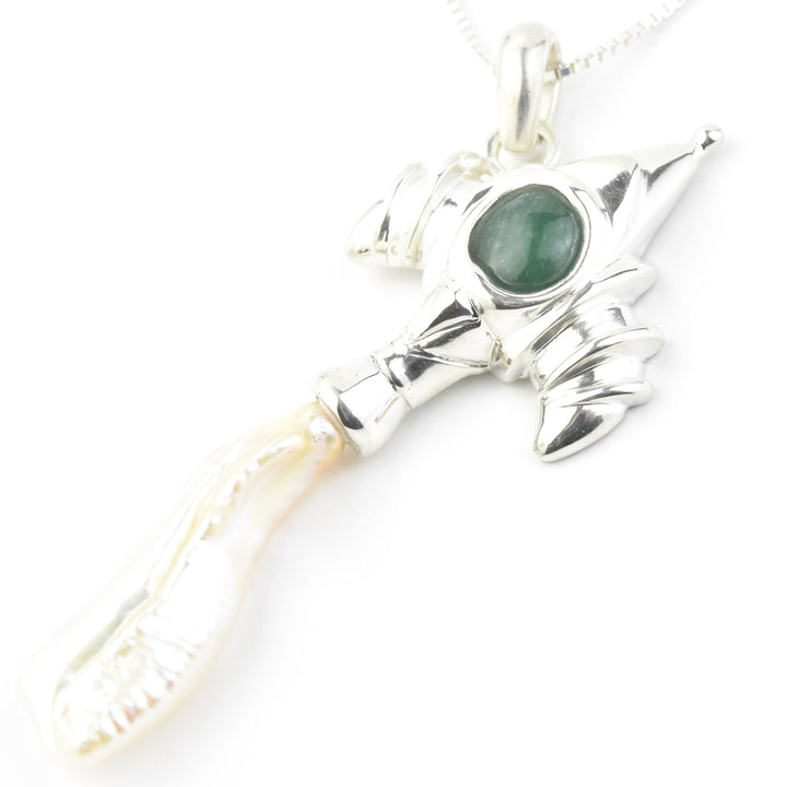 Silver Rocket Ship with Pearl Plume and Jadite