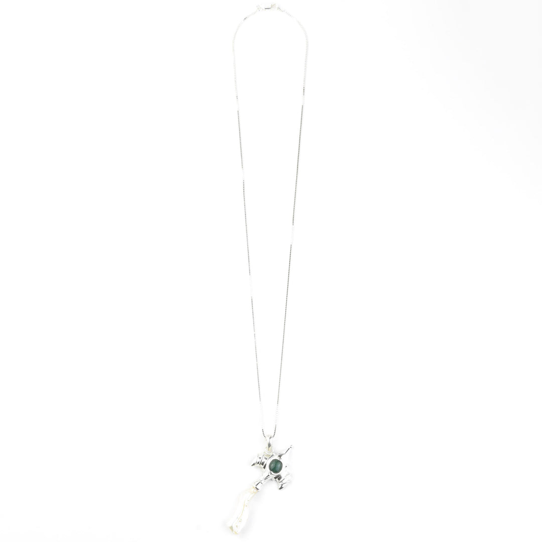 Silver Rocket Ship with Pearl Plume and Jadite