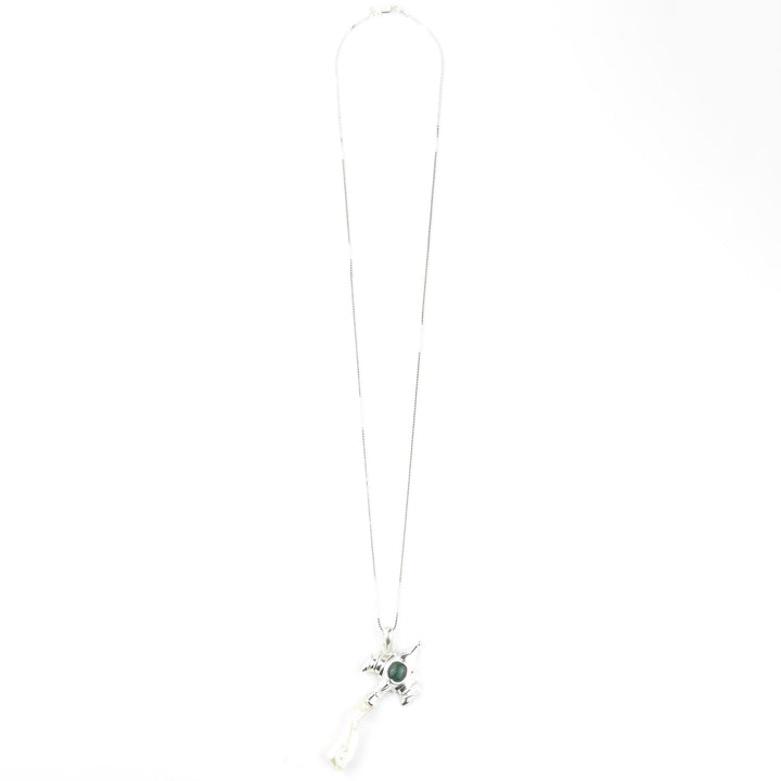 Silver Rocket Ship with Pearl Plume and Jadite