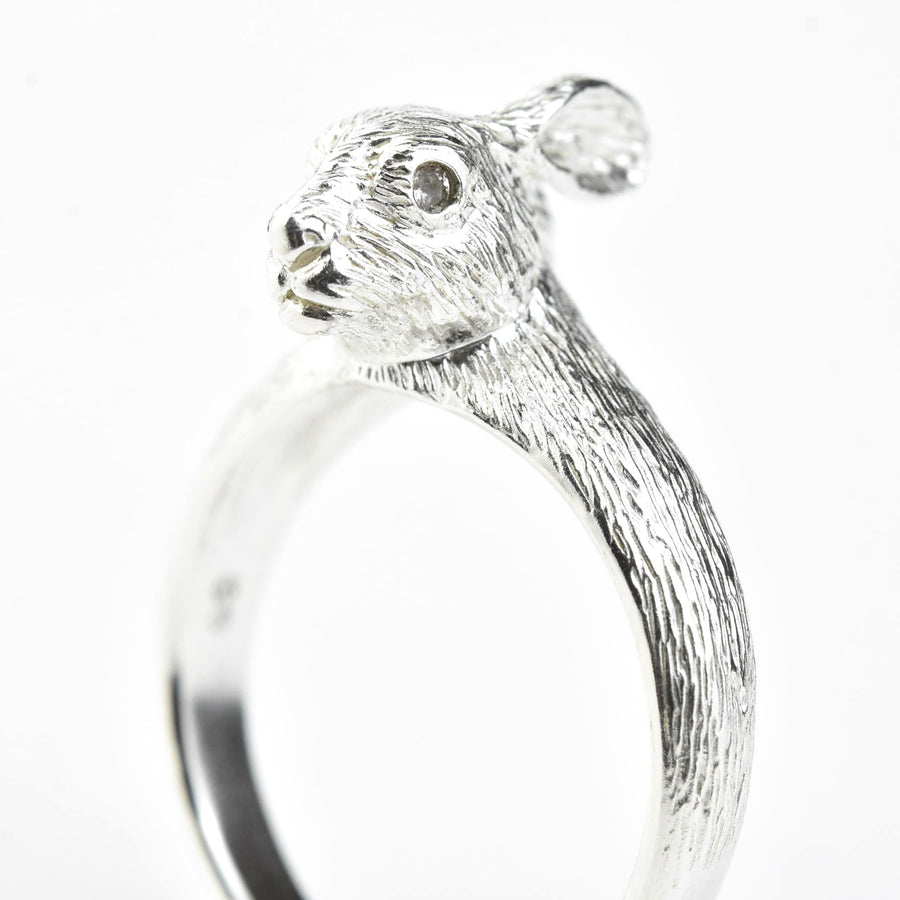 Wild Rabbit Ring in Sterling Silver with Diamonds - Goldmakers Fine Jewelry
