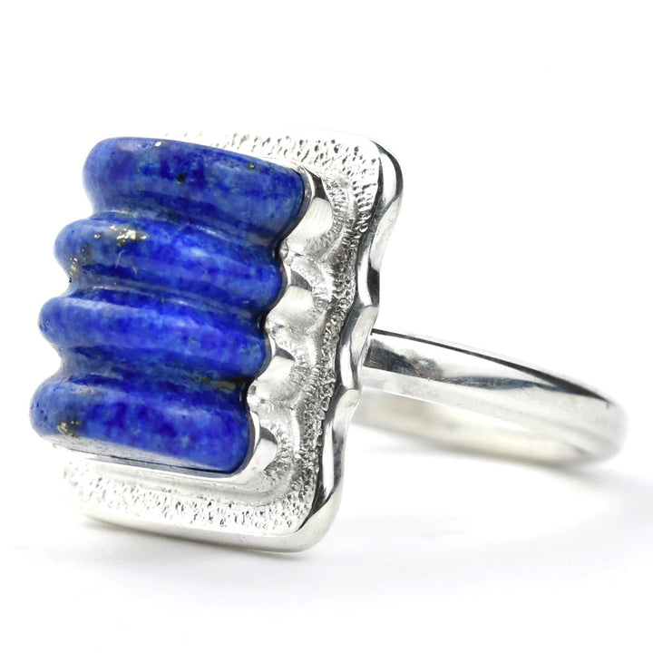 Lapis Lazuli Barrel Ring in Sterling Silver