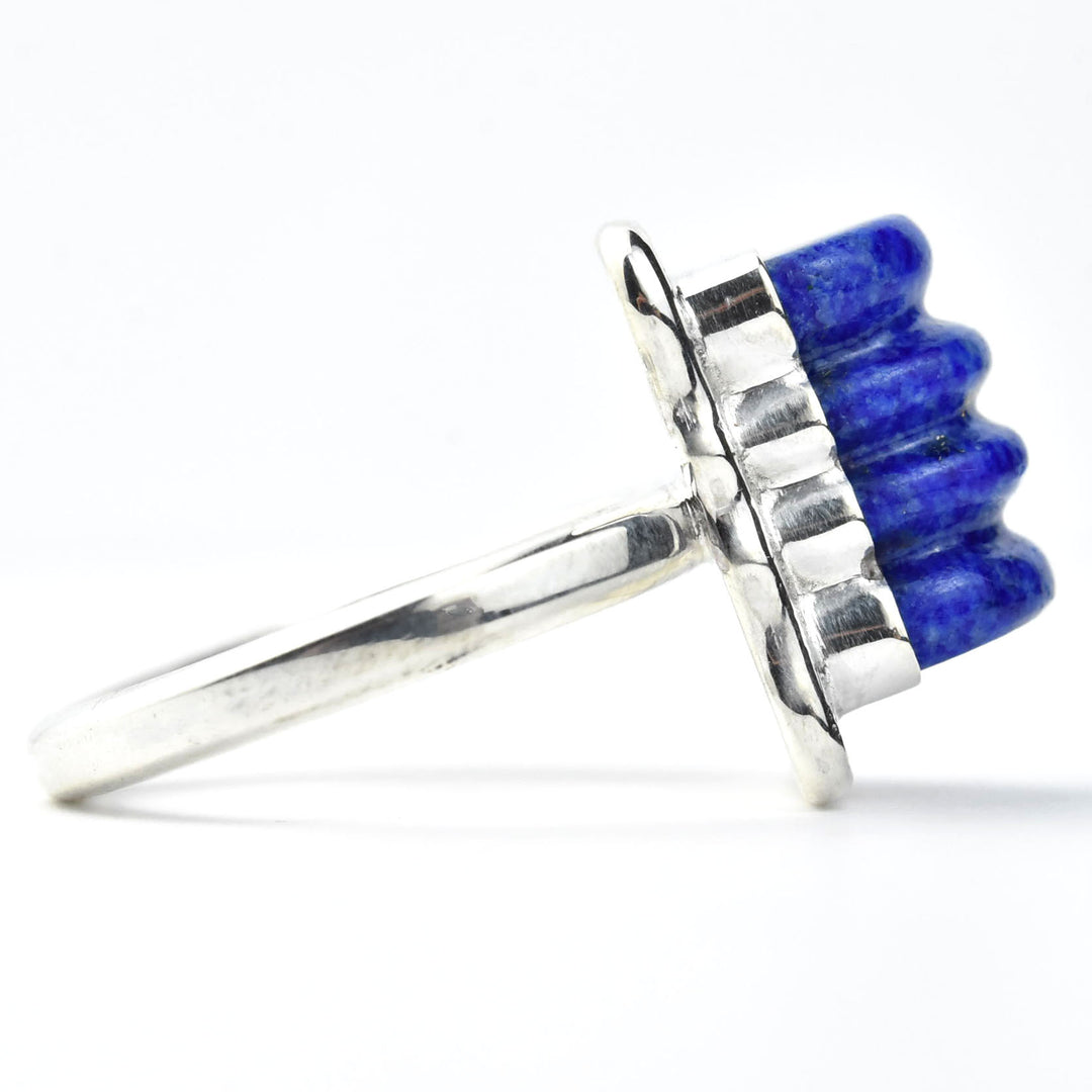 Lapis Lazuli Barrel Ring in Sterling Silver