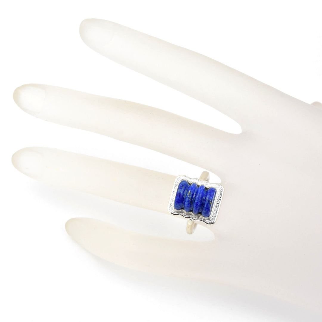 Lapis Lazuli Barrel Ring in Sterling Silver