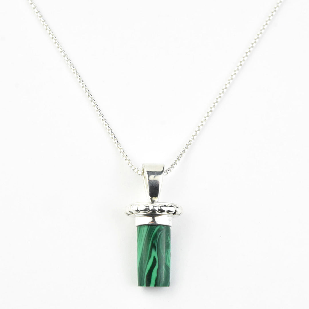 Malachite Colored Necklace in Sterling Silver