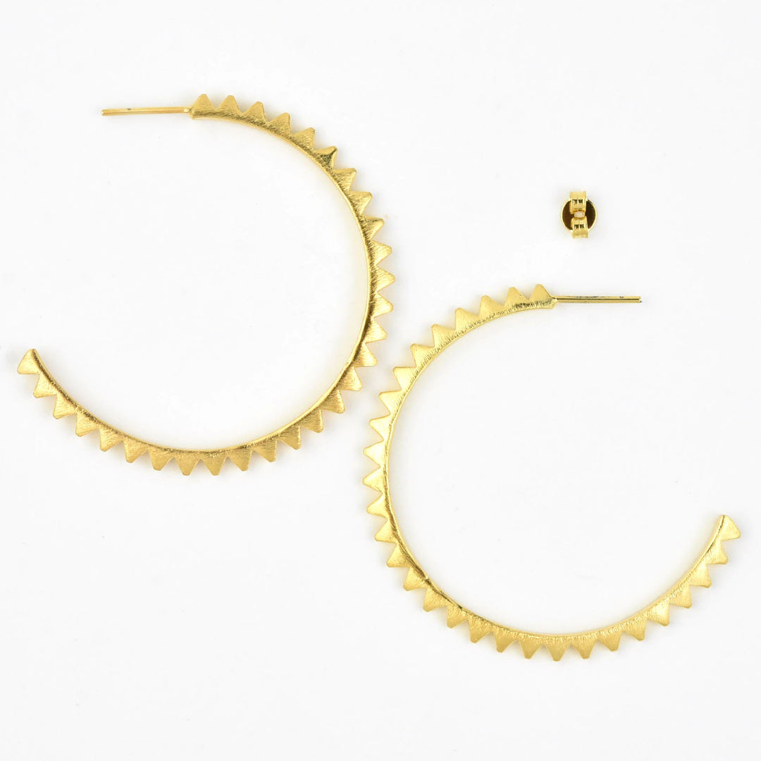 Saw Blade Hoops in Gold Tone