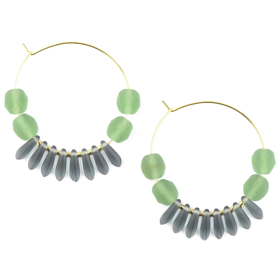 Seafoam and Blue Montana Hoops - Goldmakers Fine Jewelry