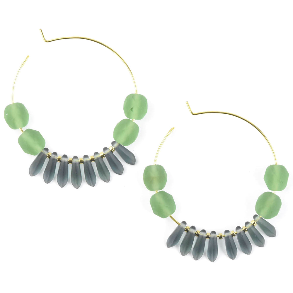 Seafoam and Blue Montana Hoops - Goldmakers Fine Jewelry