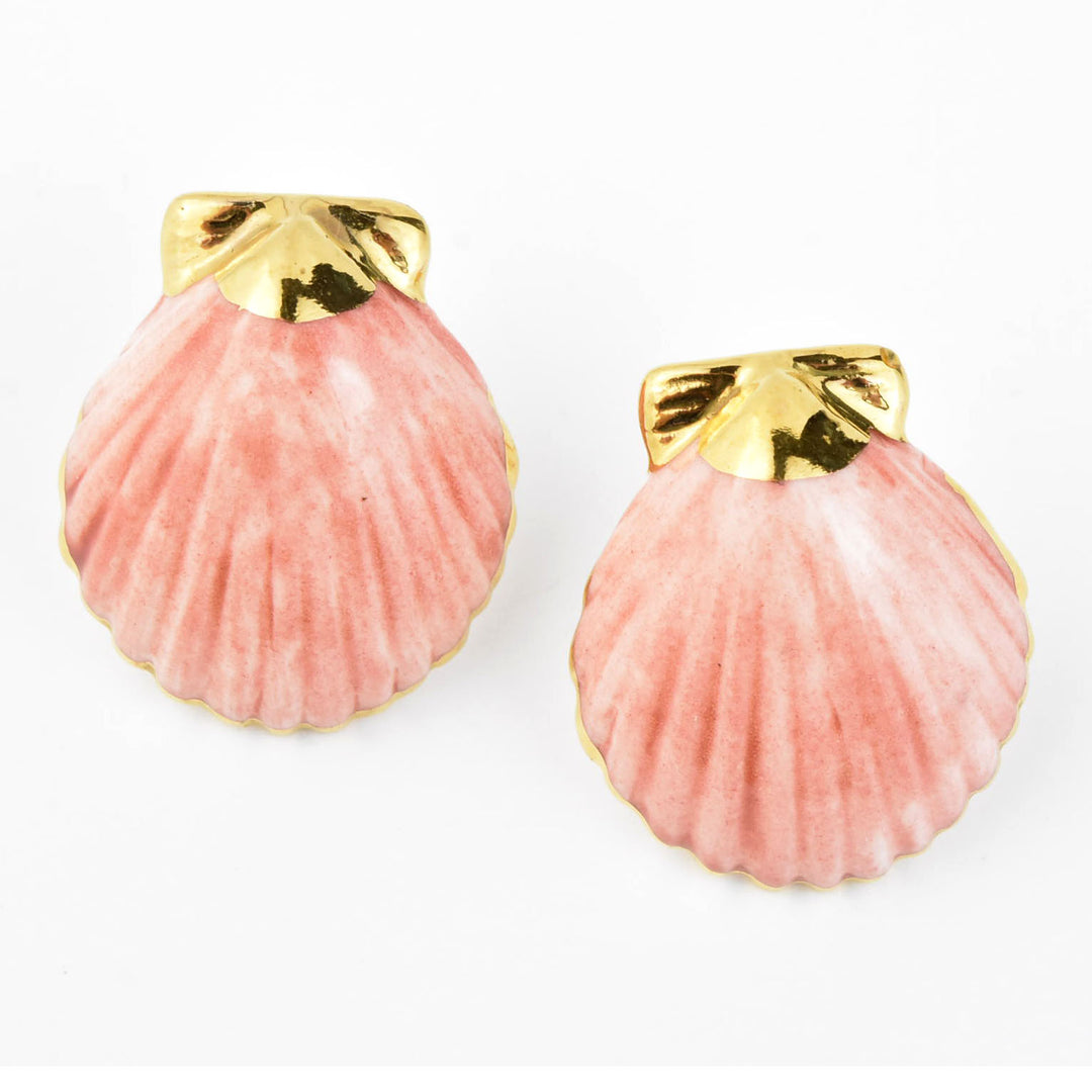 Pink and Gold Shell Studs - Goldmakers Fine Jewelry
