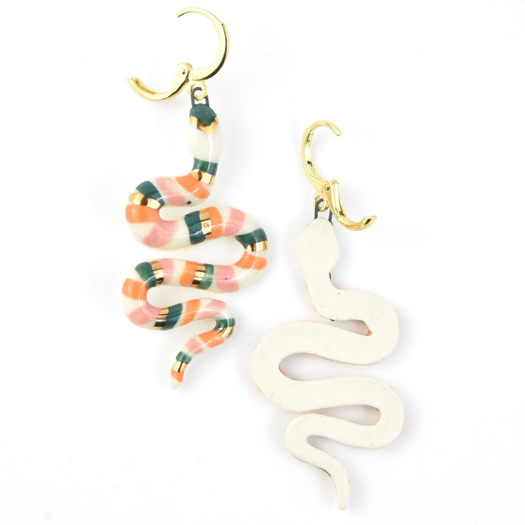 Pink & Orange Serpent Earrings - Goldmakers Fine Jewelry