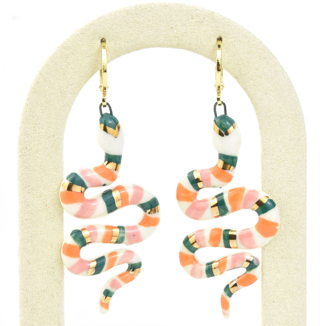 Pink & Orange Serpent Earrings - Goldmakers Fine Jewelry