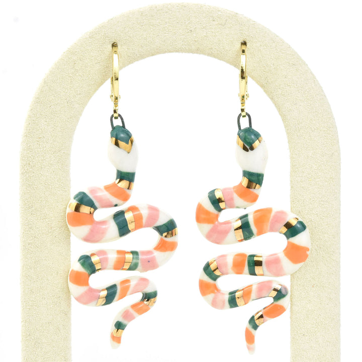 Pink & Orange Serpent Earrings - Goldmakers Fine Jewelry