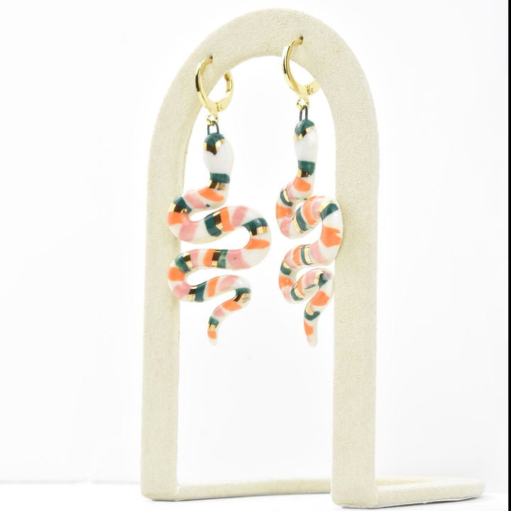 Pink & Orange Serpent Earrings - Goldmakers Fine Jewelry