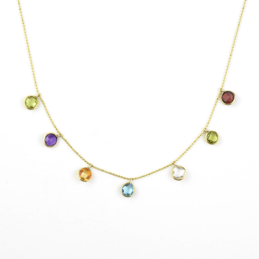 Seven Stone Station Necklace in 14k Yellow Gold - Goldmakers Fine Jewelry