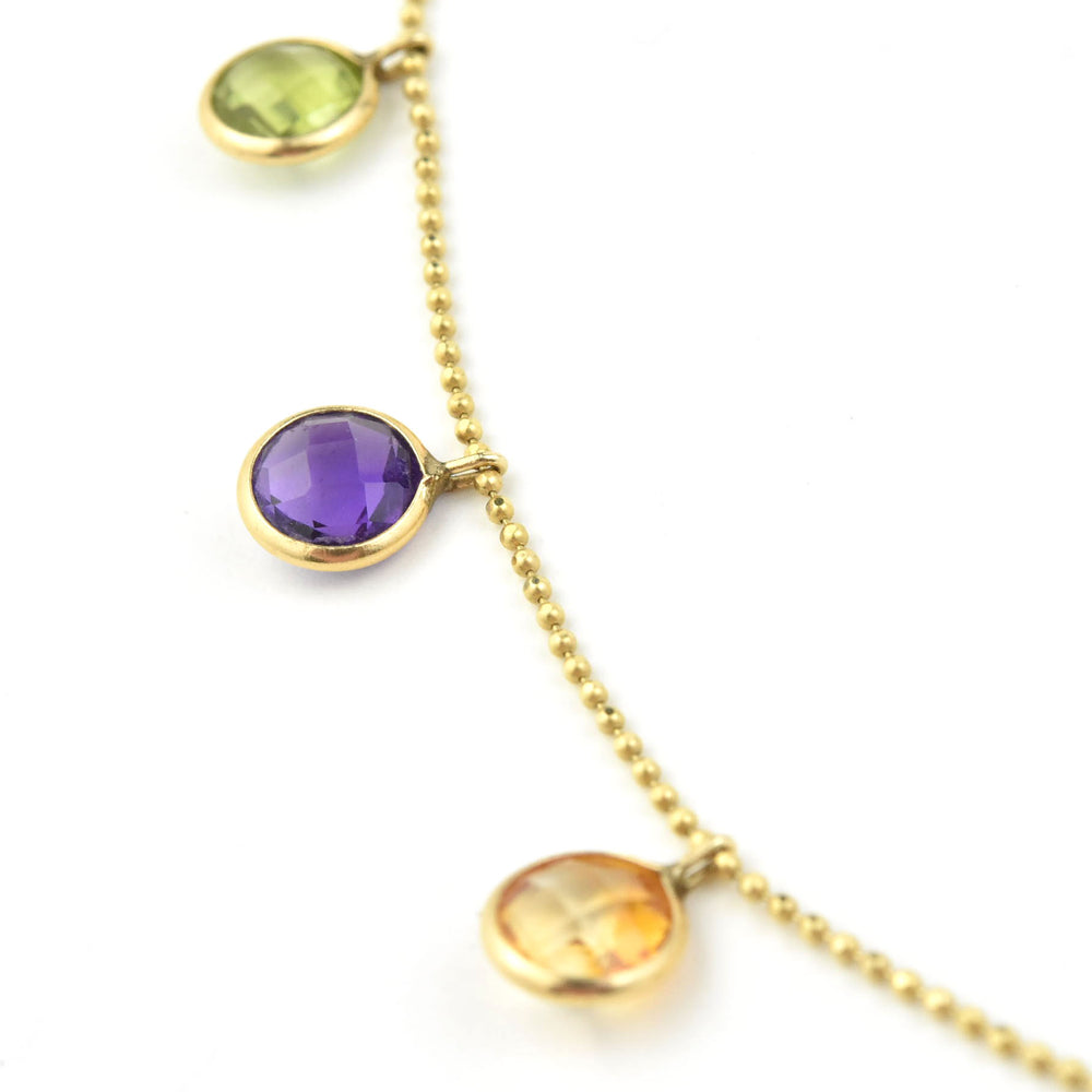 Seven Stone Station Necklace in 14k Yellow Gold - Goldmakers Fine Jewelry