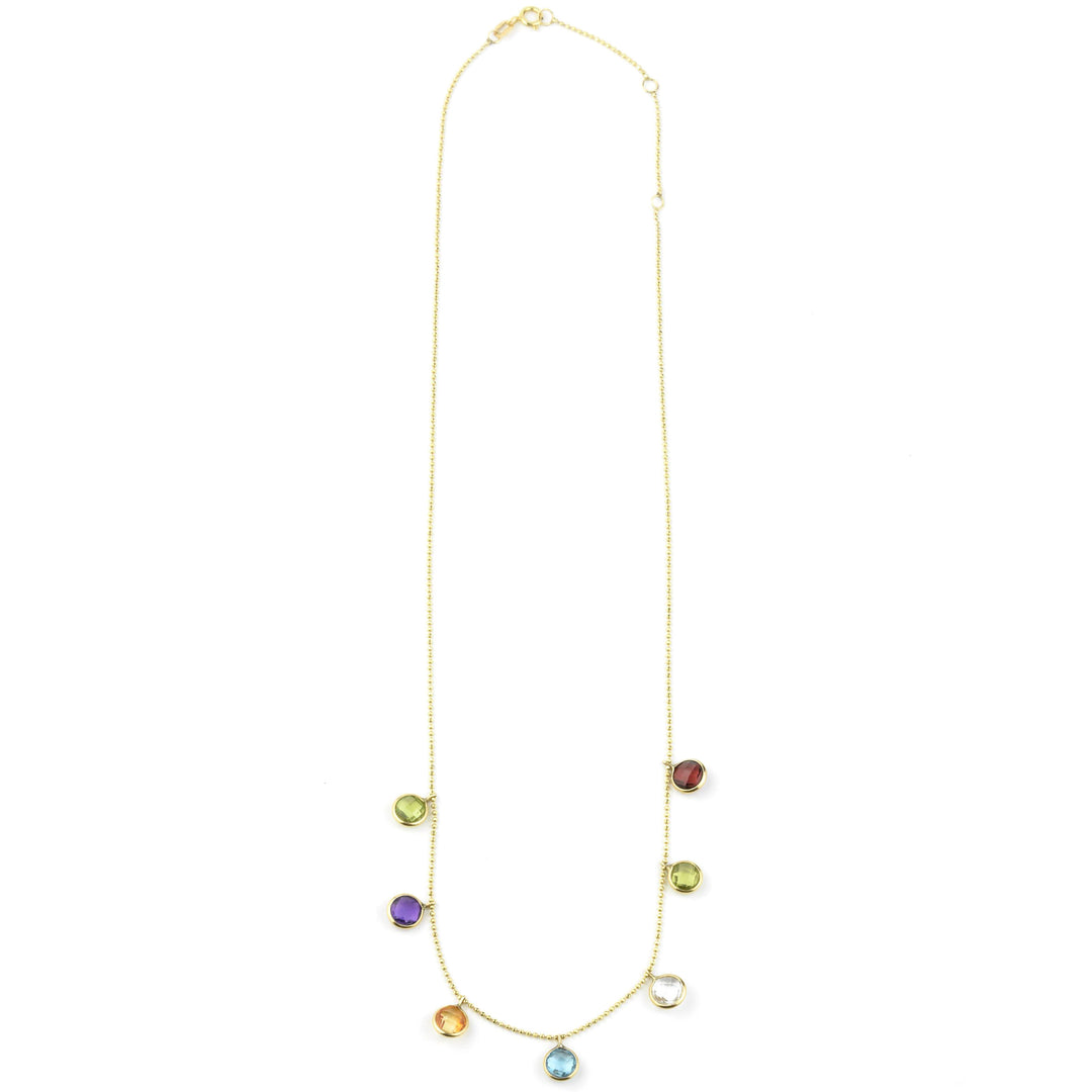 Seven Stone Station Necklace in 14k Yellow Gold - Goldmakers Fine Jewelry