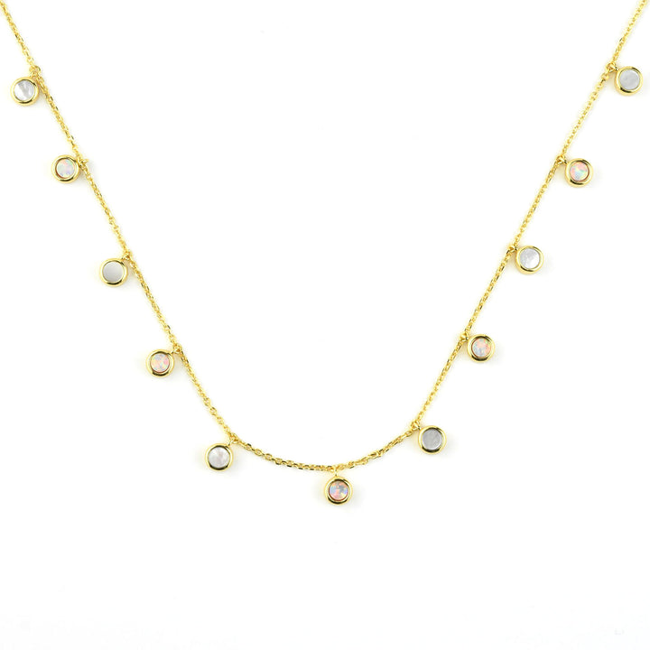 Opal and Mother of Pearl Shimmer Disc Necklace