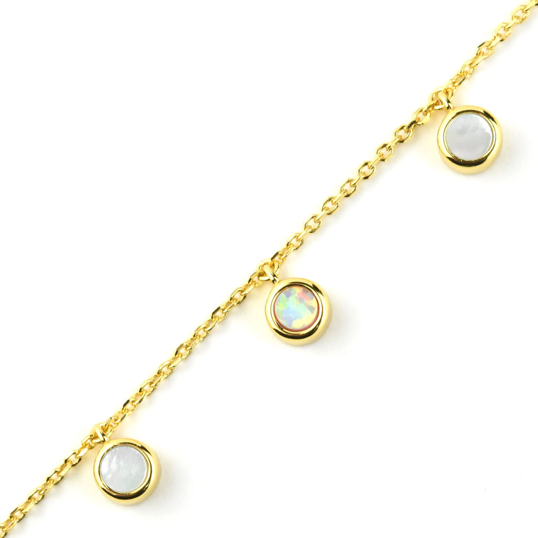 Opal and Mother of Pearl Shimmer Disc Necklace