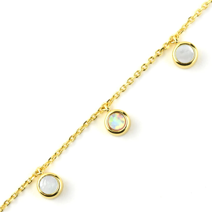 Opal and Mother of Pearl Shimmer Disc Necklace
