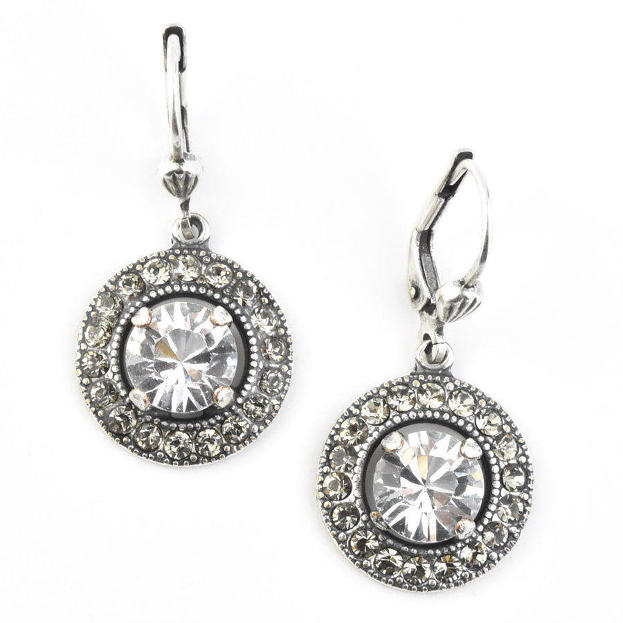 Silver Plated Crystal Halo Earrings - Goldmakers Fine Jewelry