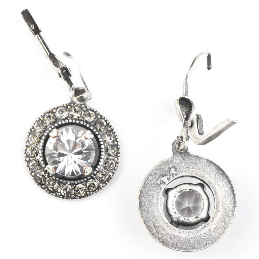 Silver Plated Crystal Halo Earrings - Goldmakers Fine Jewelry