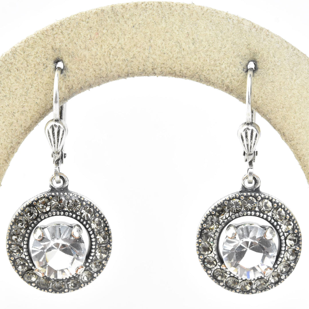 Silver Plated Crystal Halo Earrings - Goldmakers Fine Jewelry