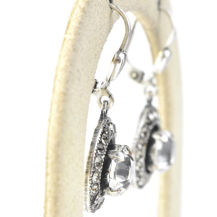 Silver Plated Crystal Halo Earrings - Goldmakers Fine Jewelry