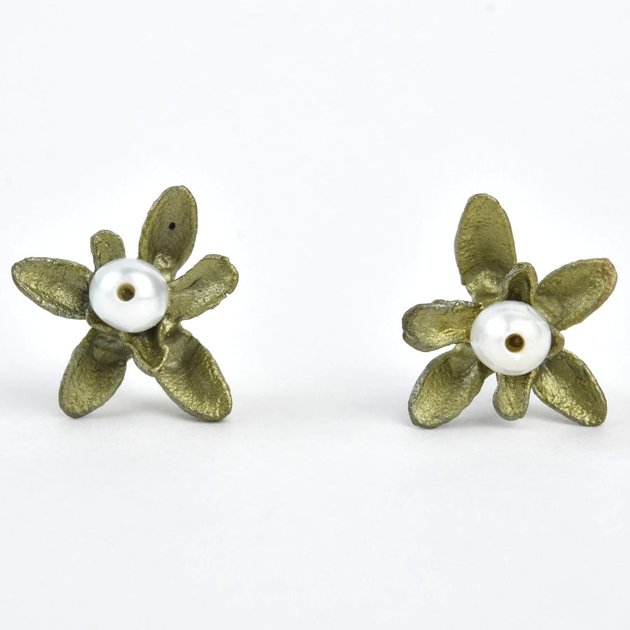 Flowering Thyme Dainty Pearl Studs - Goldmakers Fine Jewelry