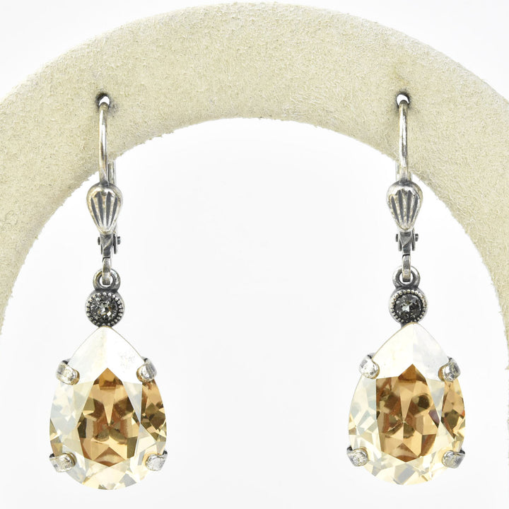 Crystal Teardrop Earrings in Silver Plate