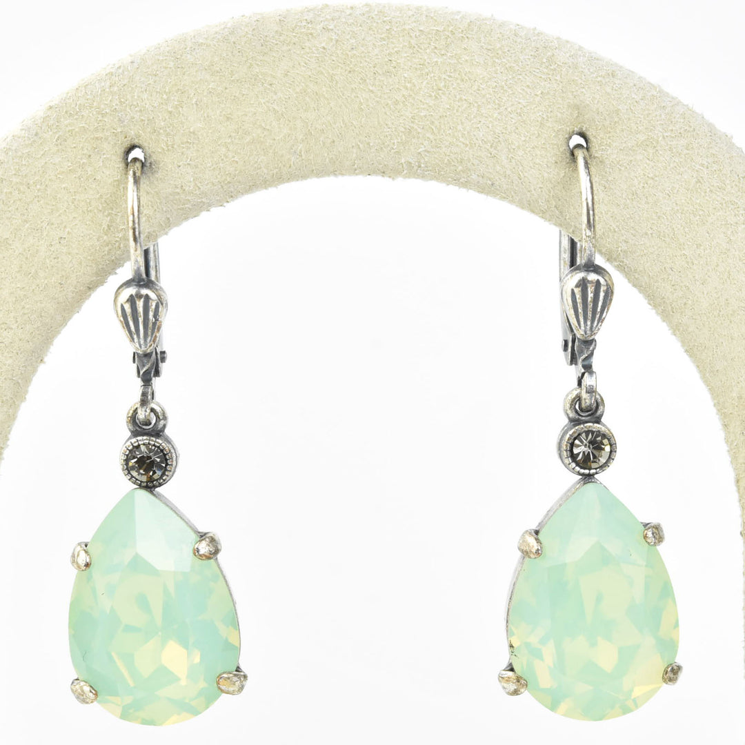 Crystal Teardrop Earrings in Silver Plate
