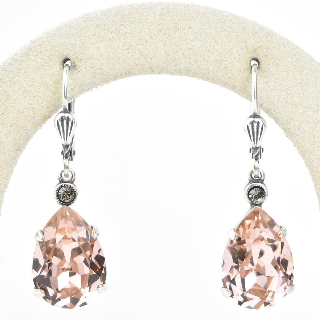 Crystal Teardrop Earrings in Silver Plate