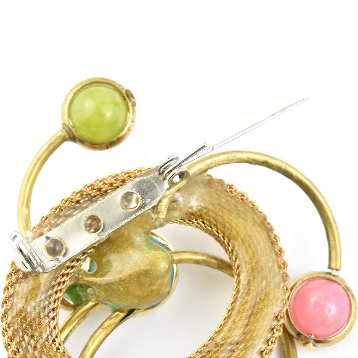 Rainbow Vintage Brass Squiggle Brooch