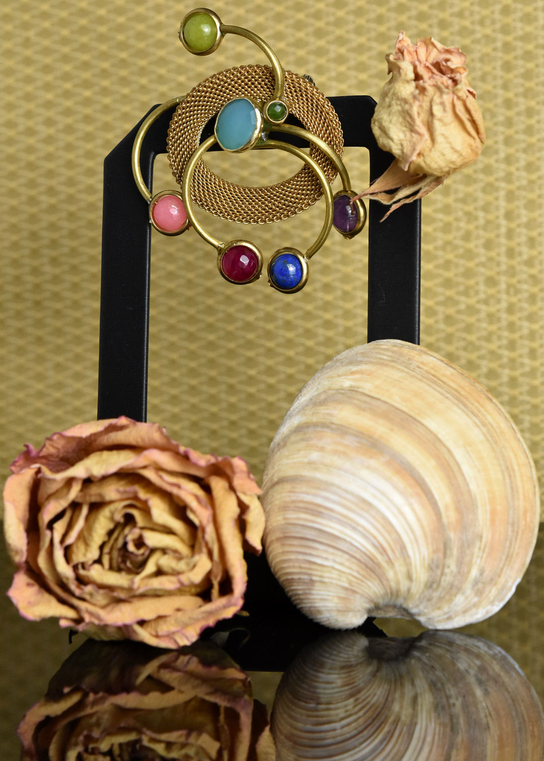 Rainbow Vintage Brass Squiggle Brooch