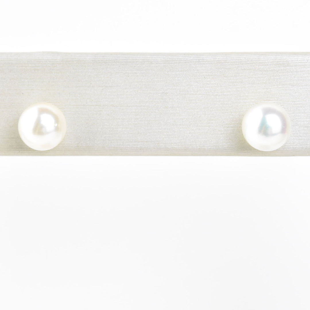 White Pearl Studs, 14k Yellow Gold No. 1