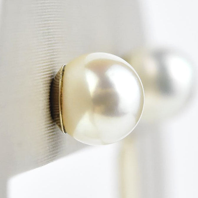 White Pearl Studs, 14k Yellow Gold No. 1